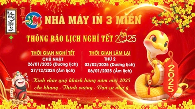 LỊCH NGHỈ TẾT XUÂN ẤT TỴ 2025 NHÀ MÁY IN 3 MIỀN